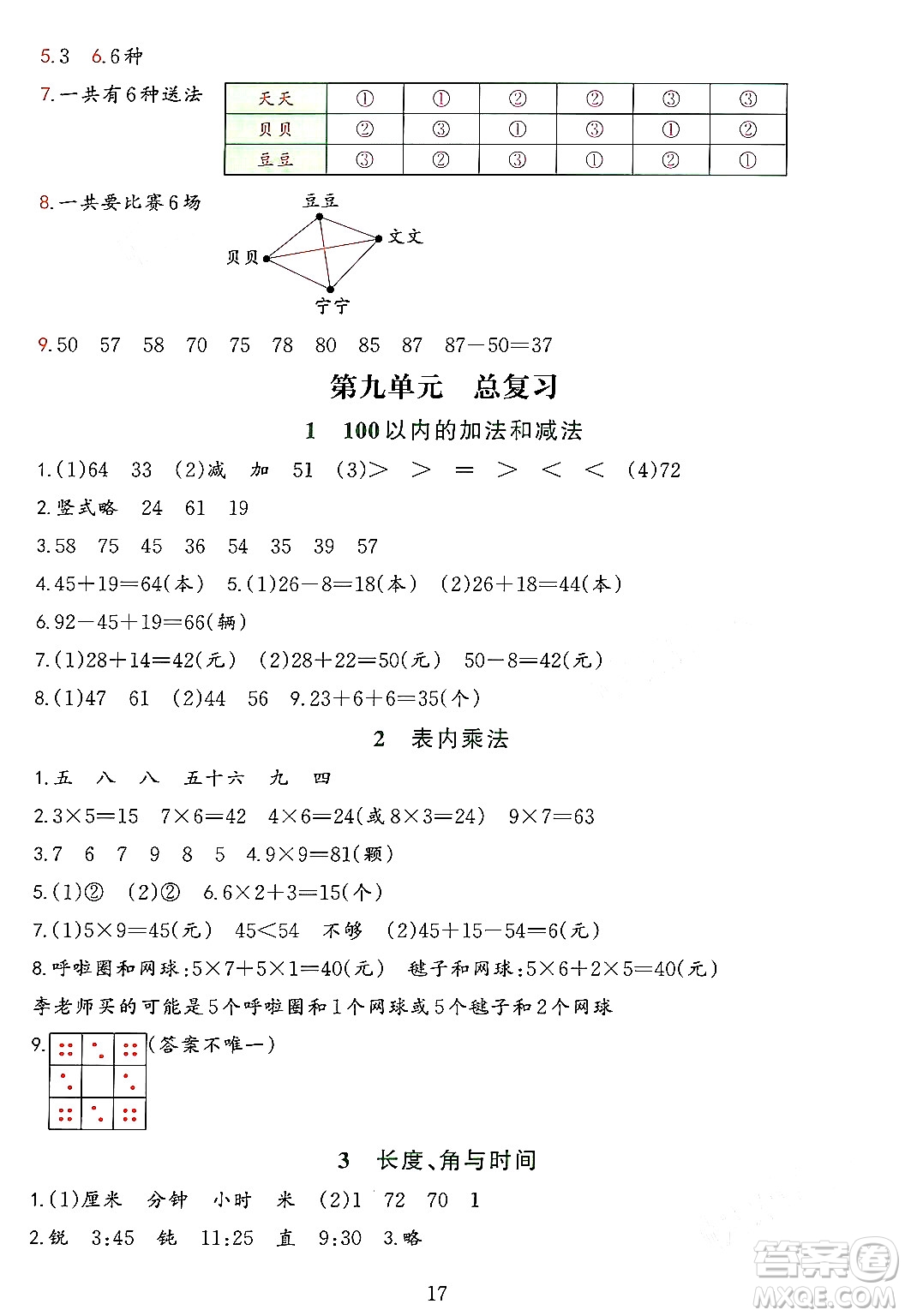 浙江教育出版社2023年秋全優(yōu)方案夯實(shí)與提高二年級(jí)數(shù)學(xué)上冊(cè)人教版答案