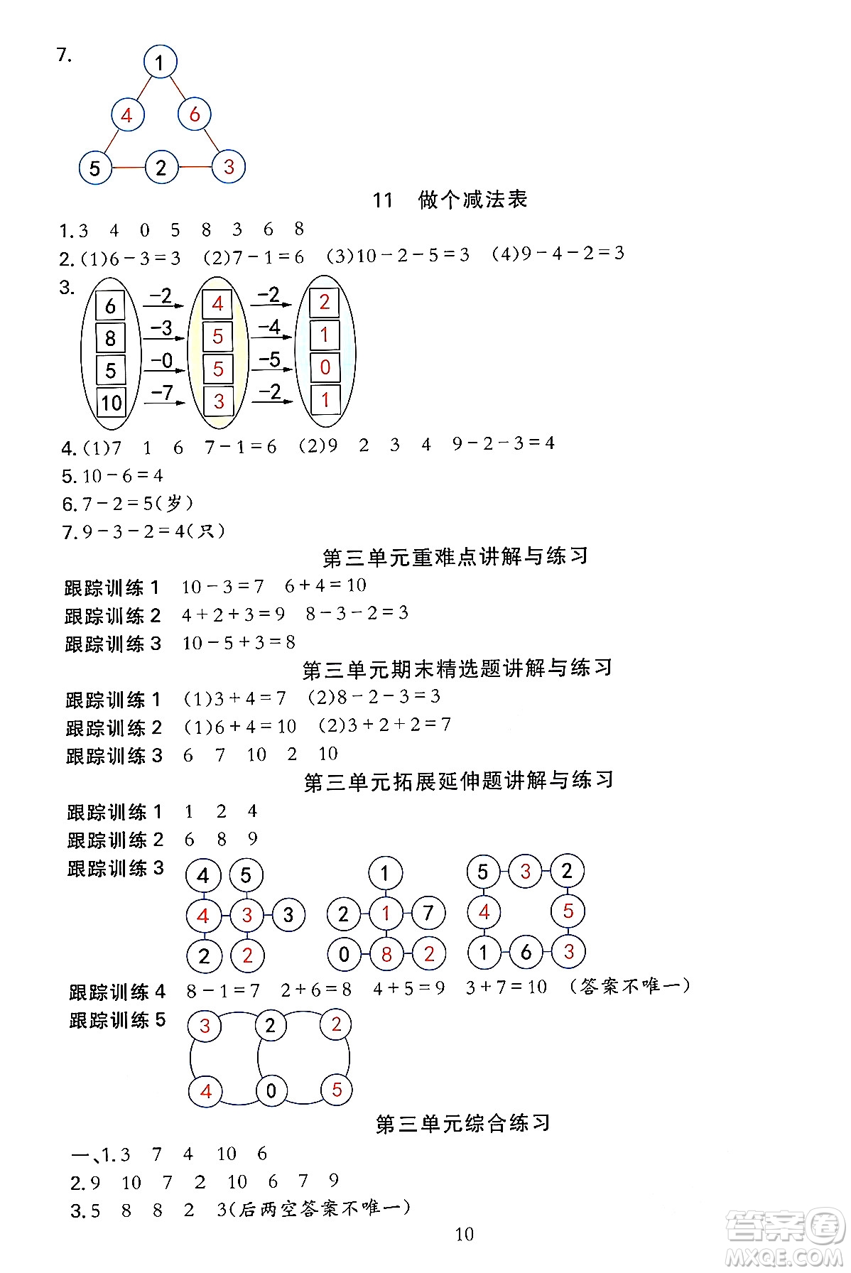 浙江教育出版社2023年秋全優(yōu)方案夯實(shí)與提高一年級數(shù)學(xué)上冊北師大版答案