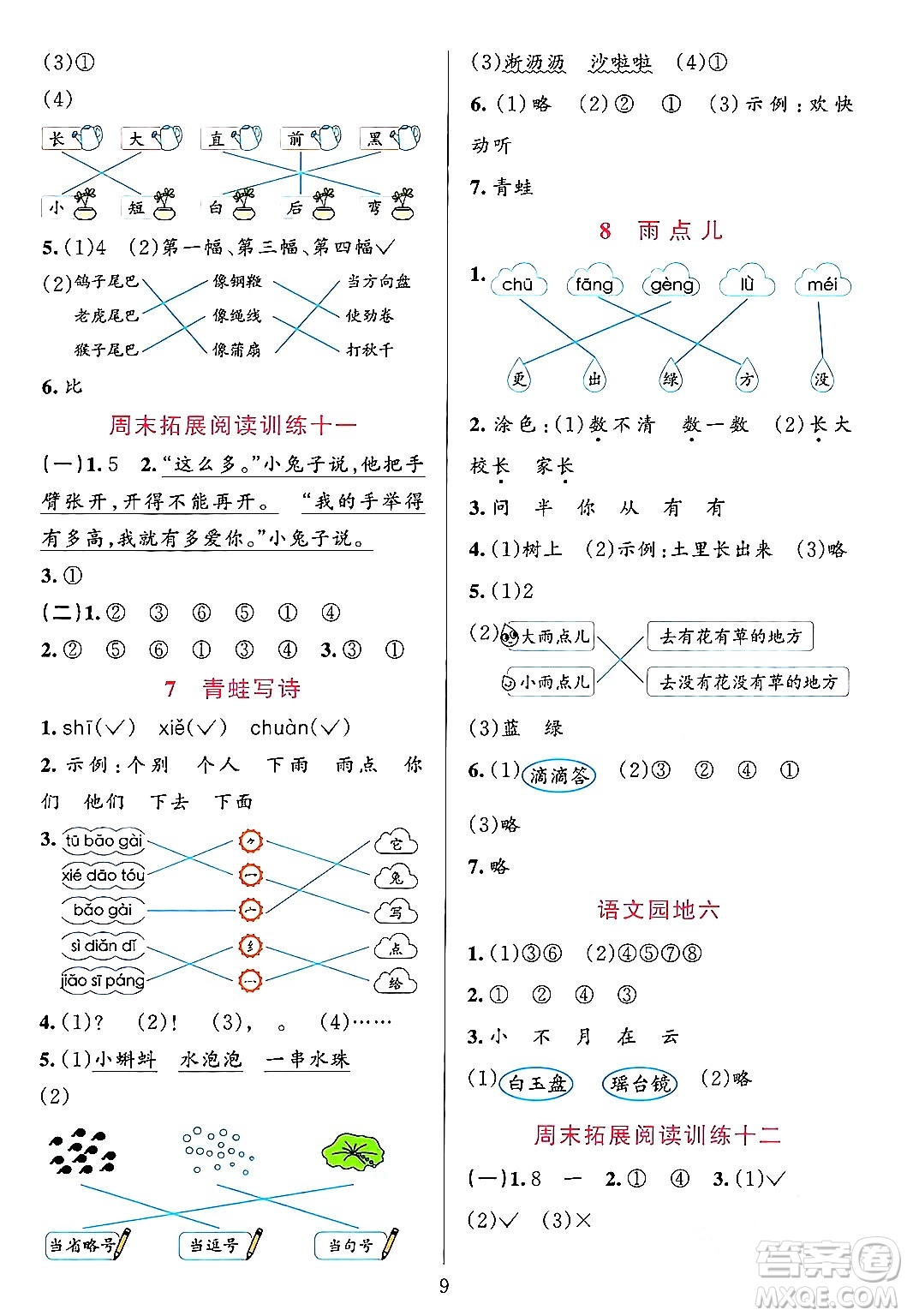 浙江教育出版社2023年秋全優(yōu)方案夯實與提高一年級語文上冊通用版答案