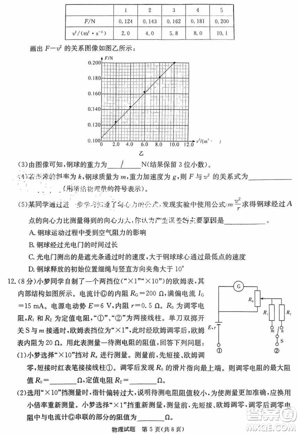 T8聯(lián)考2024屆高三上學期第一次學業(yè)質(zhì)量評價物理參考答案