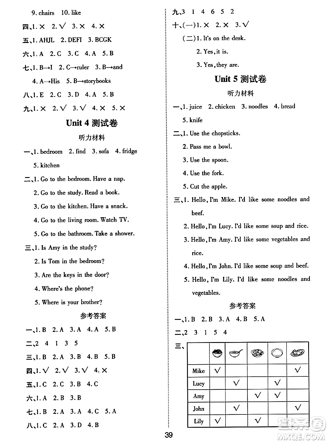 古州古籍出版社2023年秋黃岡課課練四年級英語上冊人教PEP版答案