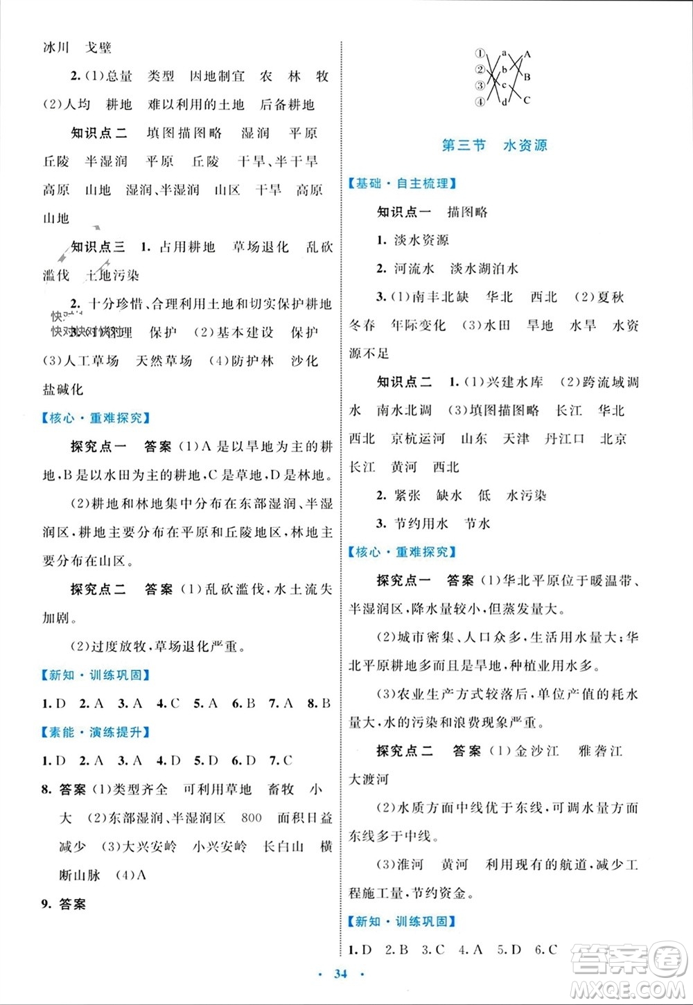 內(nèi)蒙古教育出版社2023年秋初中同步學(xué)習(xí)目標(biāo)與檢測(cè)八年級(jí)地理上冊(cè)人教版參考答案