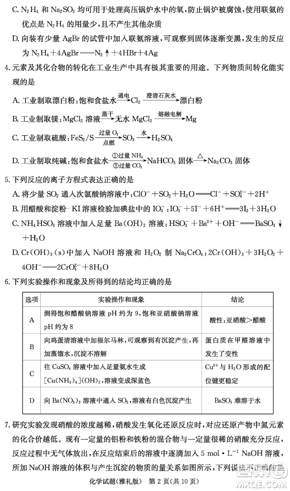 大聯(lián)考雅禮中學(xué)2024屆高三上學(xué)期12月月考試卷四化學(xué)參考答案