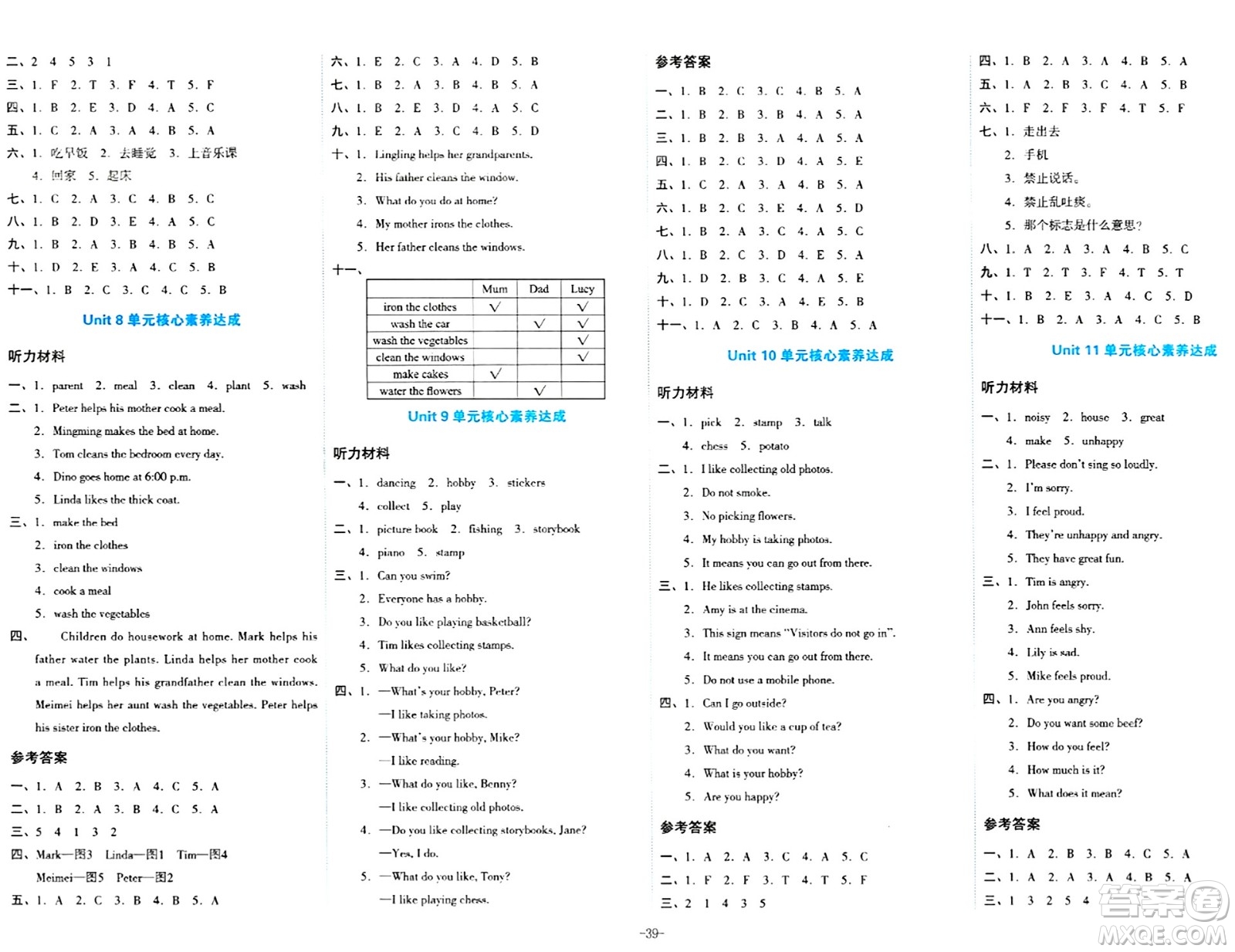 湖南教育出版社2023年秋學(xué)科素養(yǎng)與能力提升五年級(jí)英語(yǔ)上冊(cè)湘少版答案