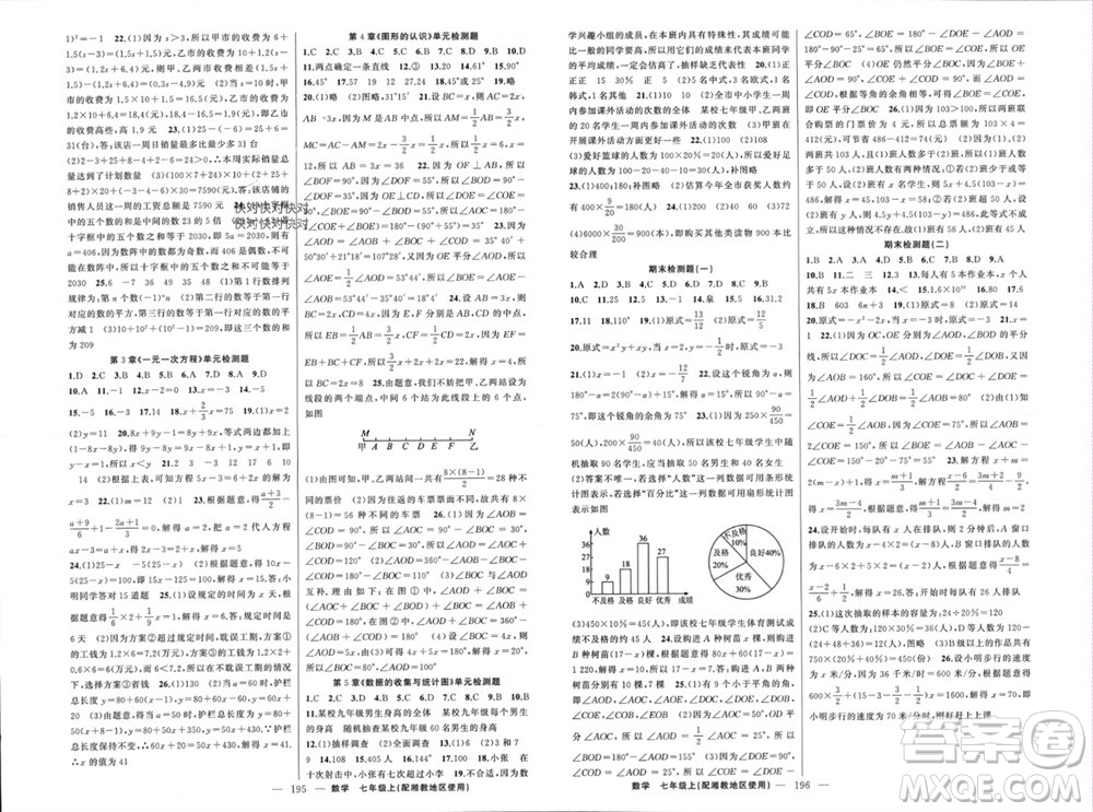 新疆青少年出版社2023年秋原創(chuàng)新課堂七年級數(shù)學(xué)上冊湘教版參考答案