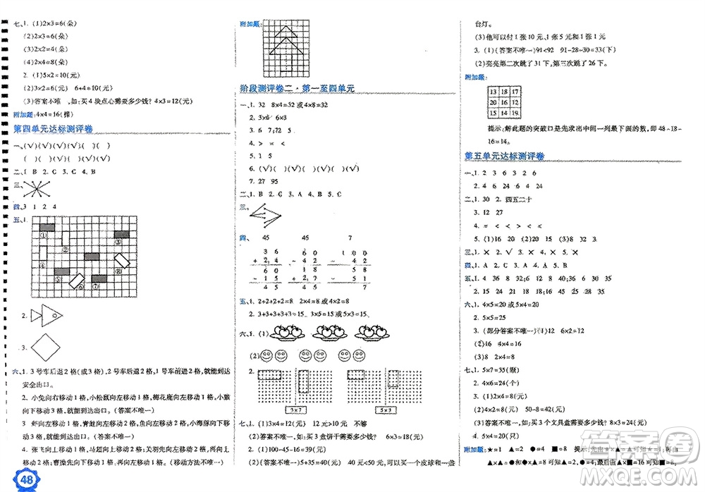 開明出版社2023年秋期末100分沖刺卷二年級數(shù)學上冊北師大版參考答案