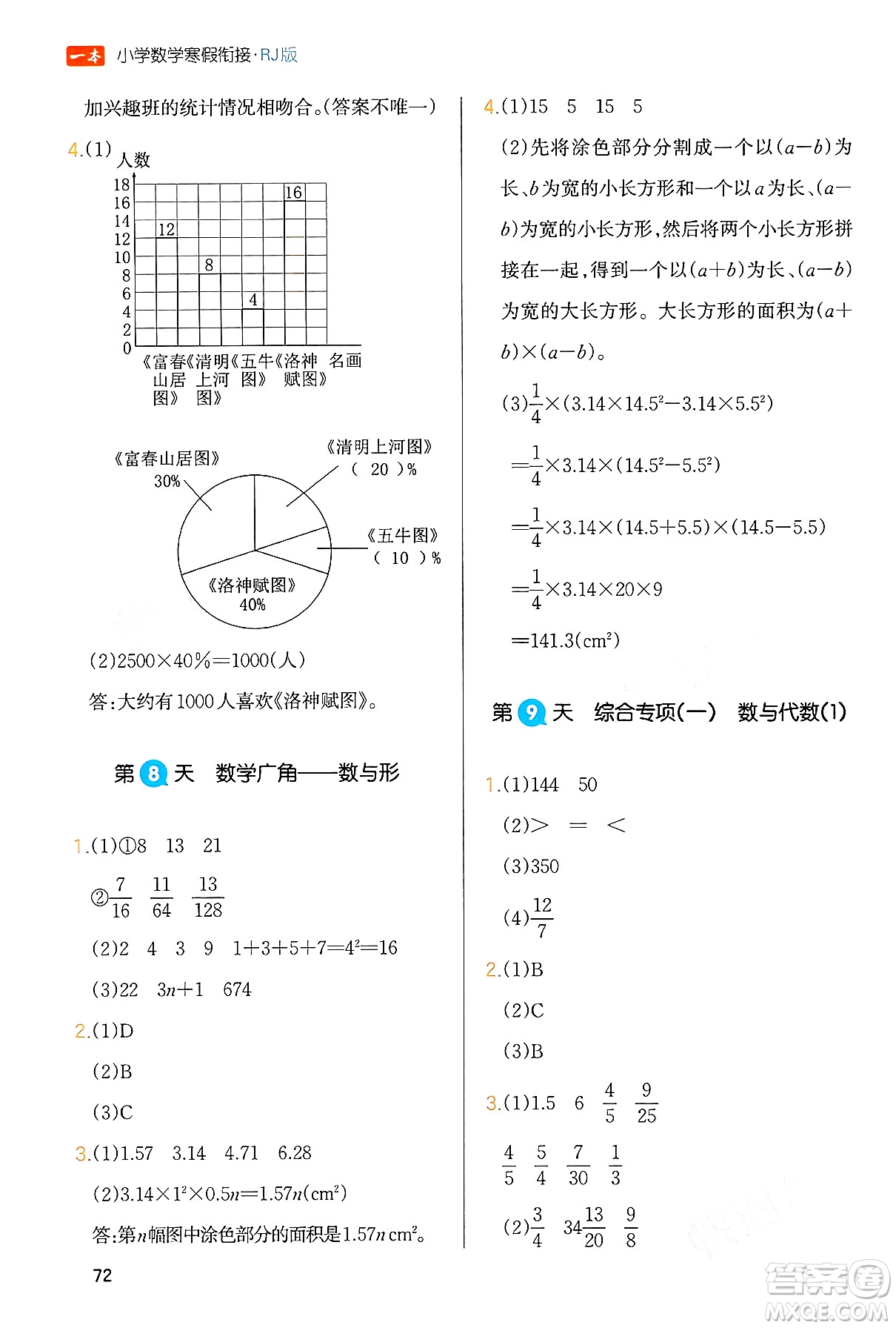 浙江教育出版社2024一本寒假銜接六年級數(shù)學(xué)人教版答案