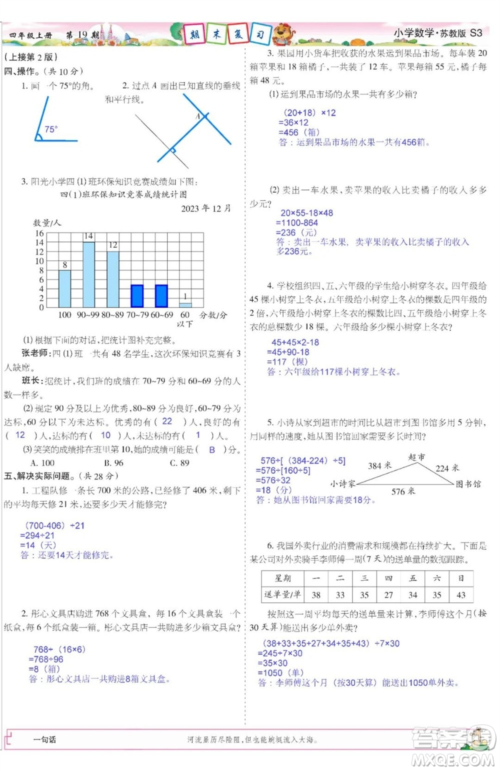 2023年秋少年智力開發(fā)報(bào)四年級(jí)數(shù)學(xué)上冊(cè)蘇教版第18-20期答案