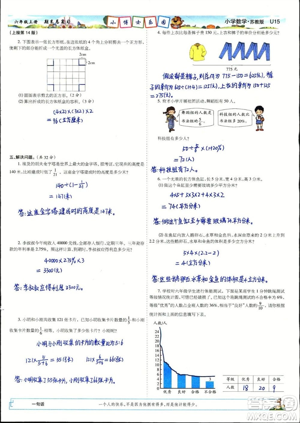 2023年秋少年智力開發(fā)報(bào)六年級數(shù)學(xué)上冊蘇教版期末總復(fù)習(xí)合刊參考答案