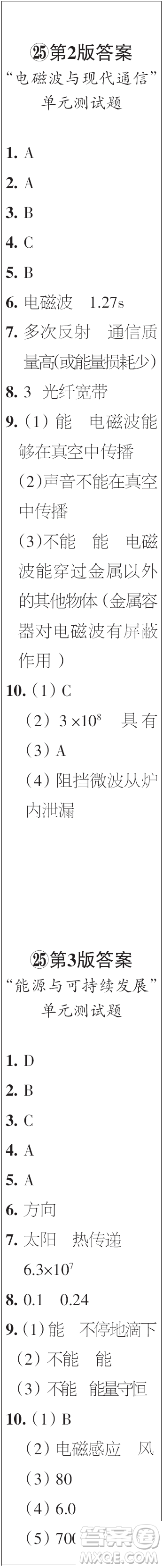 時(shí)代學(xué)習(xí)報(bào)初中版2023年秋九年級(jí)物理上冊(cè)21-26期參考答案