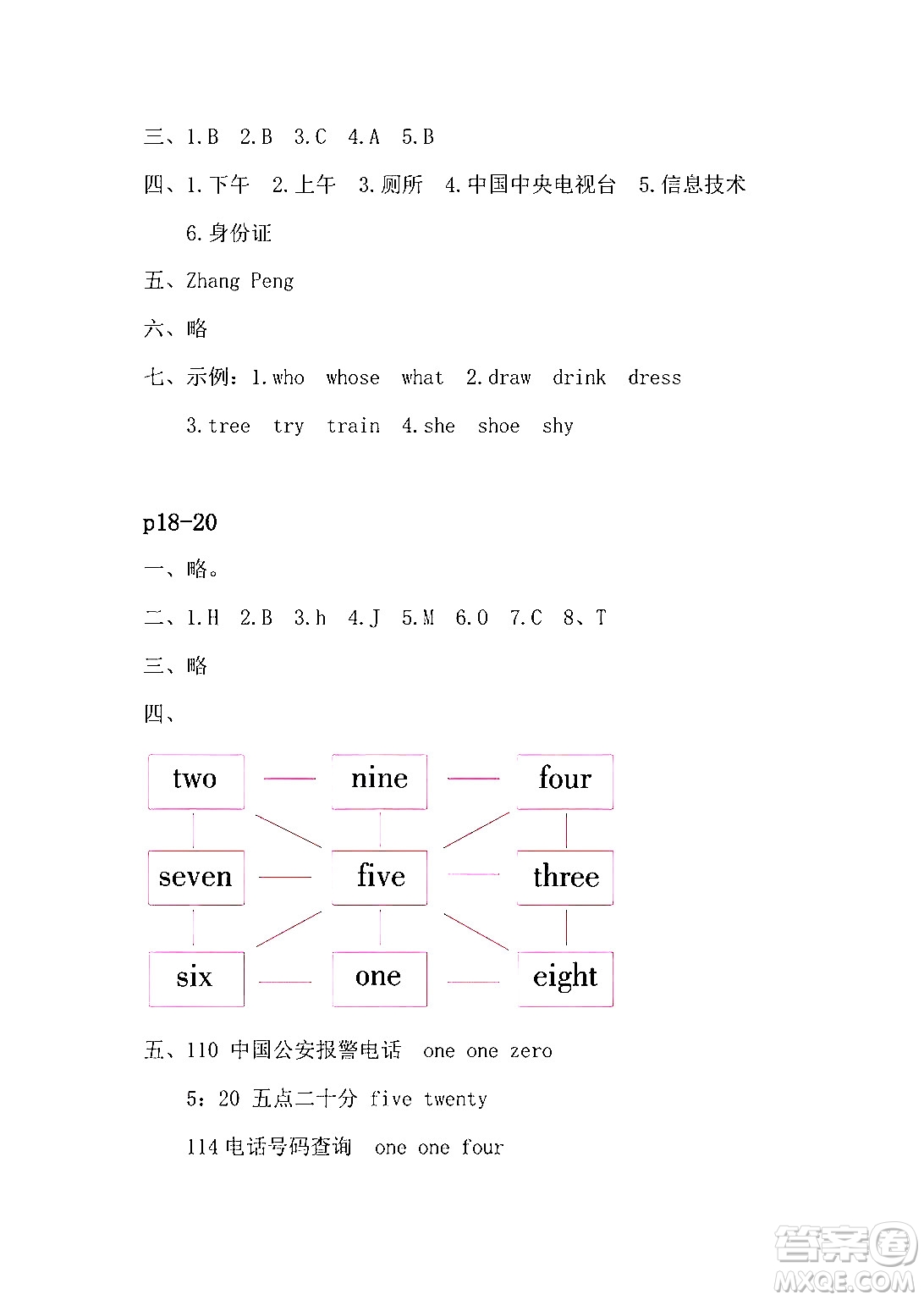 安徽少年兒童出版社2024寒假作業(yè)四年級(jí)英語(yǔ)人教版答案