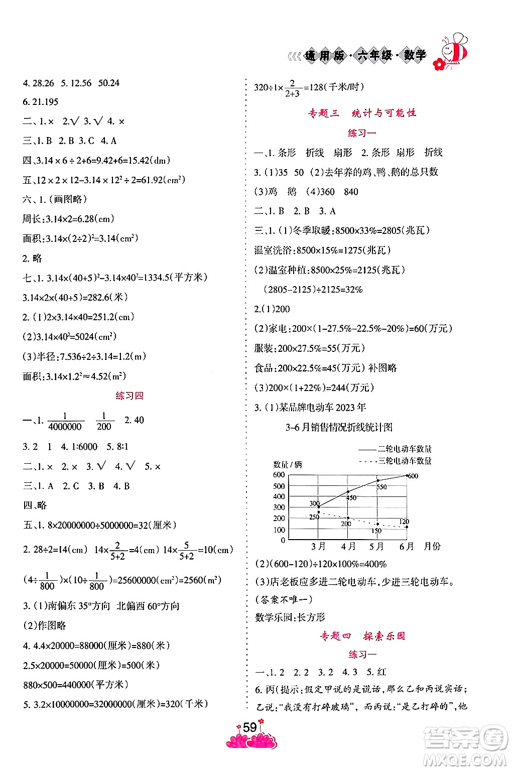 陽光出版社2024假日時(shí)光寒假作業(yè)六年級(jí)數(shù)學(xué)通用版答案