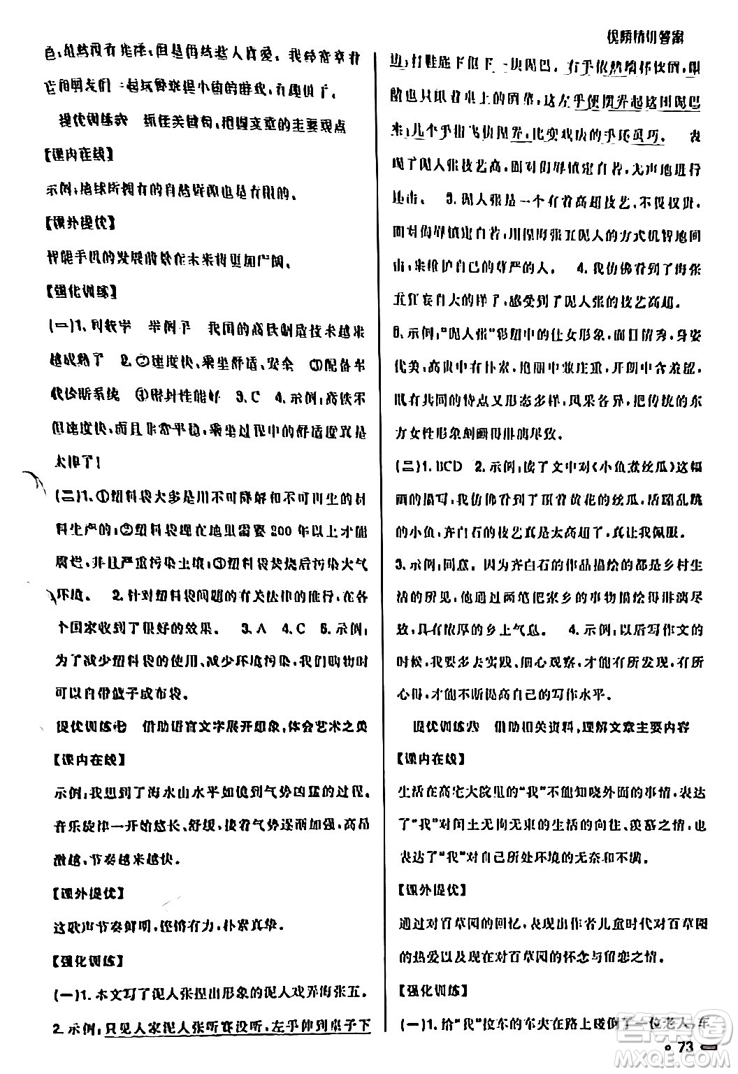 江西教育出版社2024陽(yáng)光同學(xué)寒假銜接六年級(jí)語(yǔ)文通用版答案