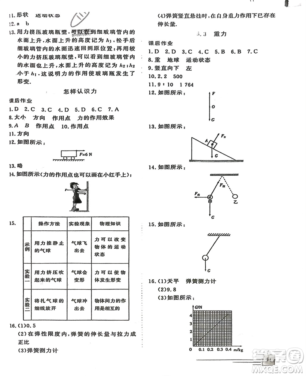 文心出版社2024假期超車道寒假作業(yè)八年級(jí)物理通用版參考答案