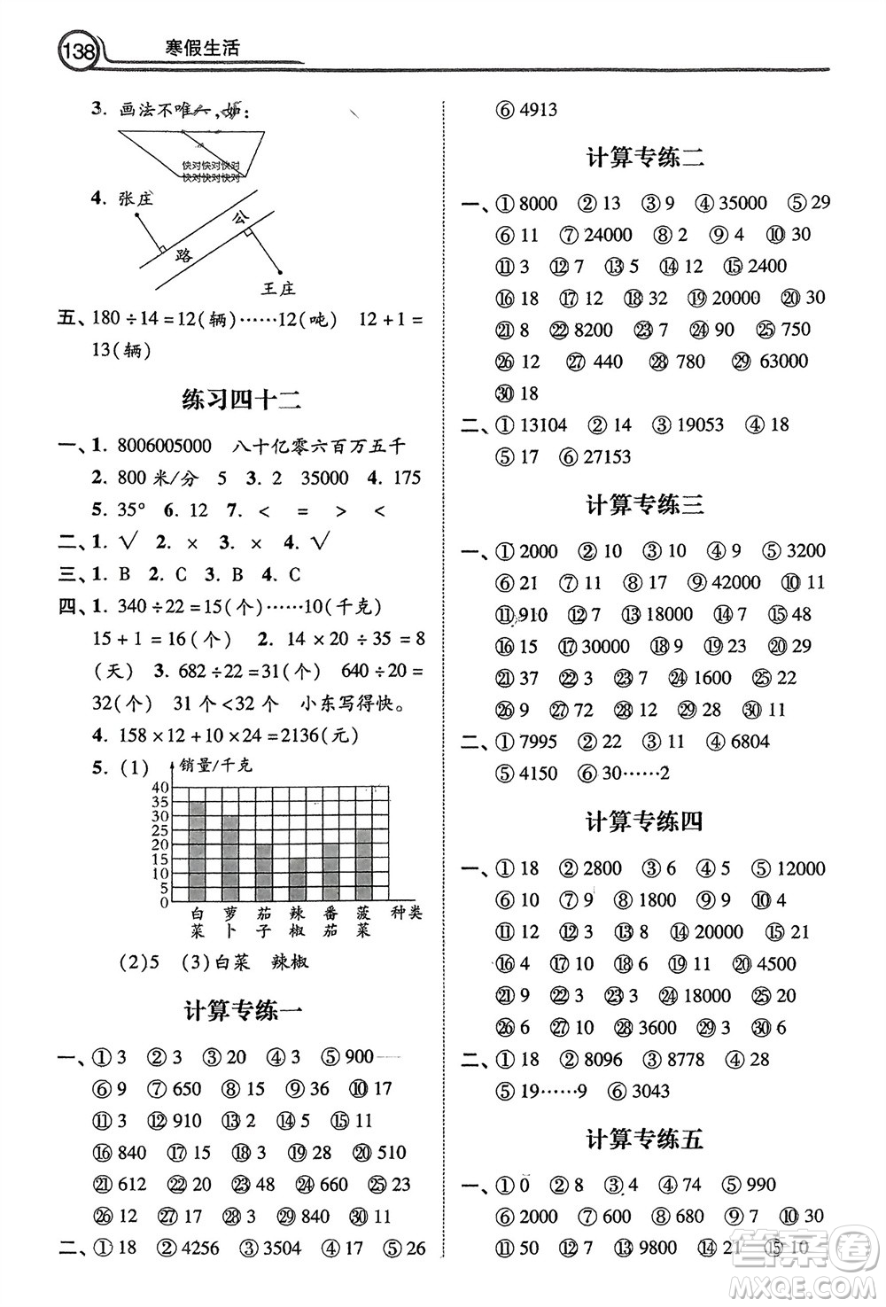 河北美術(shù)出版社2024寒假生活四年級數(shù)學(xué)通用版參考答案