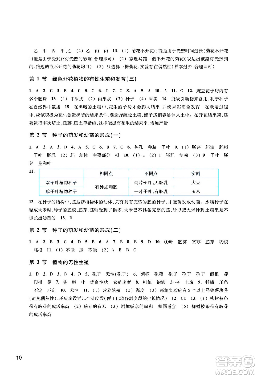 浙江教育出版社2024年春科學(xué)作業(yè)本七年級科學(xué)下冊華師版答案