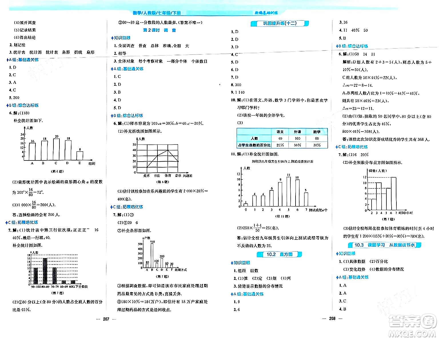 安徽教育出版社2024年春新編基礎(chǔ)訓(xùn)練七年級(jí)數(shù)學(xué)下冊(cè)人教版安徽專(zhuān)版答案