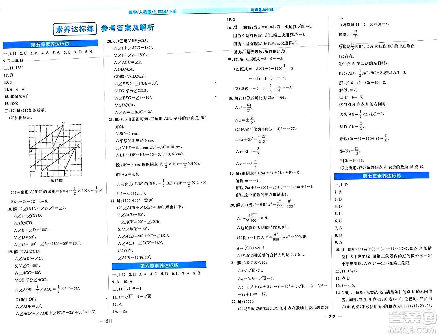 安徽教育出版社2024年春新編基礎(chǔ)訓(xùn)練七年級(jí)數(shù)學(xué)下冊(cè)人教版安徽專(zhuān)版答案