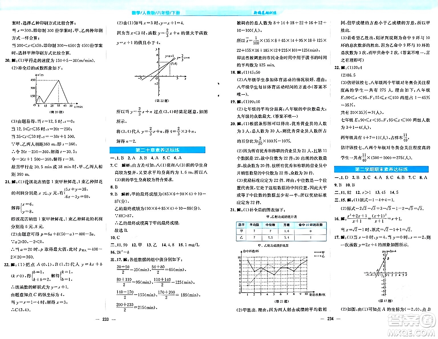 安徽教育出版社2024年春新編基礎(chǔ)訓(xùn)練八年級(jí)數(shù)學(xué)下冊(cè)人教版答案