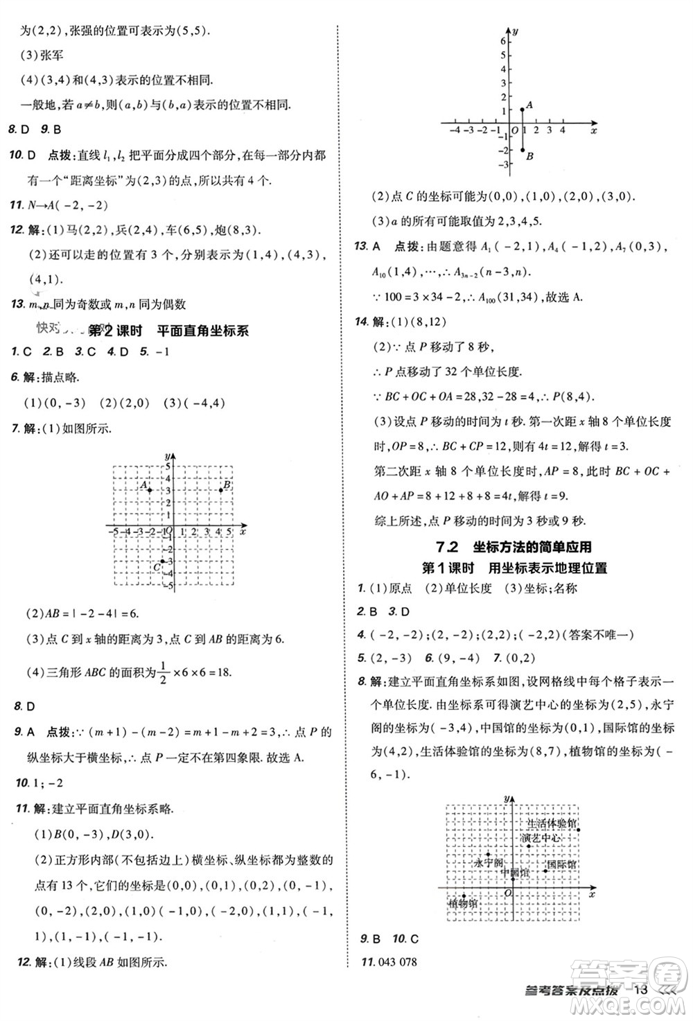 吉林教育出版社2024年春榮德基點(diǎn)撥訓(xùn)練七年級數(shù)學(xué)下冊人教版參考答案