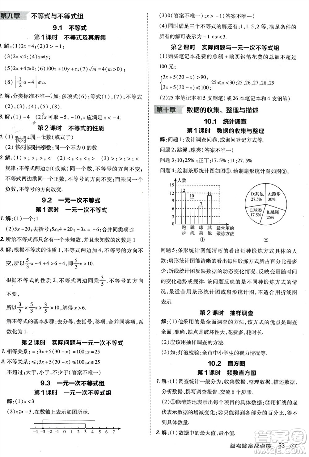 吉林教育出版社2024年春榮德基點(diǎn)撥訓(xùn)練七年級數(shù)學(xué)下冊人教版參考答案