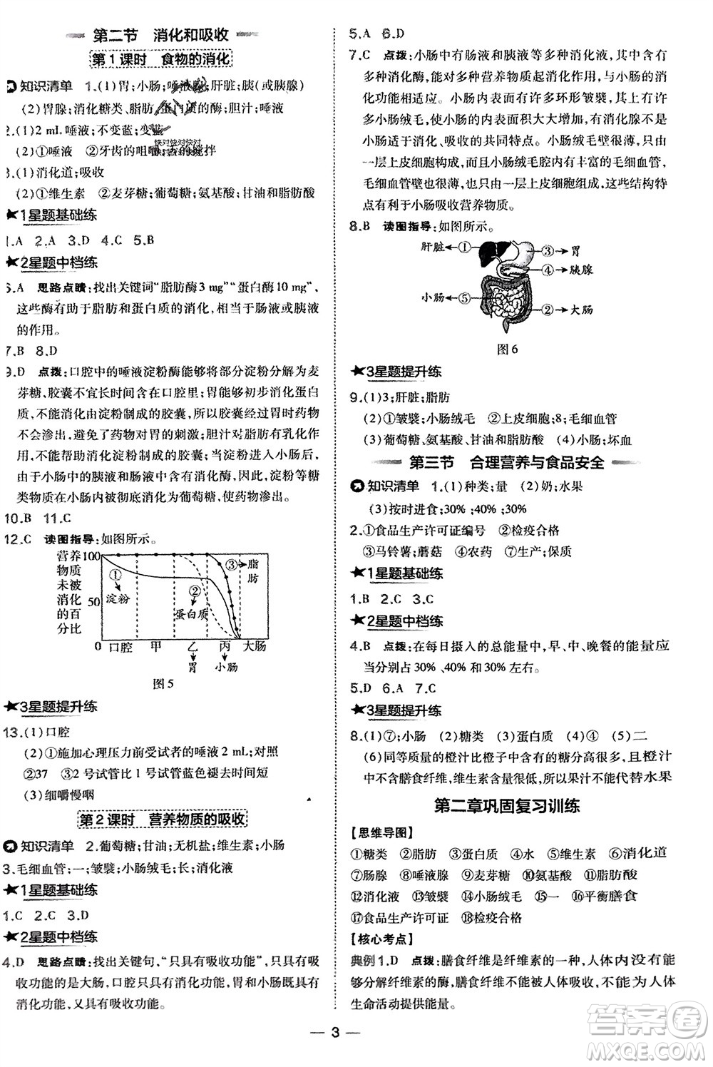 吉林教育出版社2024年春榮德基點撥訓練七年級生物下冊人教版參考答案