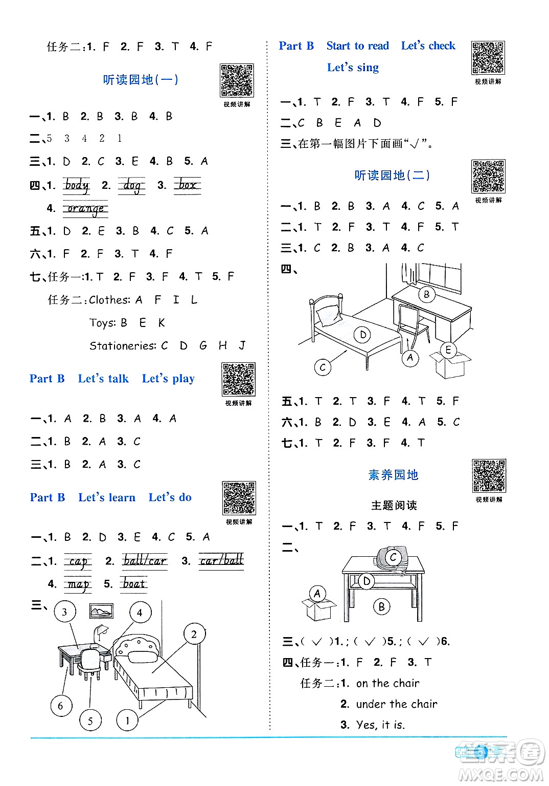 江西教育出版社2024年春陽光同學(xué)課時優(yōu)化作業(yè)三年級英語下冊人教版答案