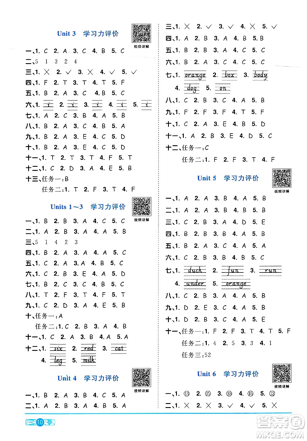 江西教育出版社2024年春陽光同學(xué)課時優(yōu)化作業(yè)三年級英語下冊人教版答案