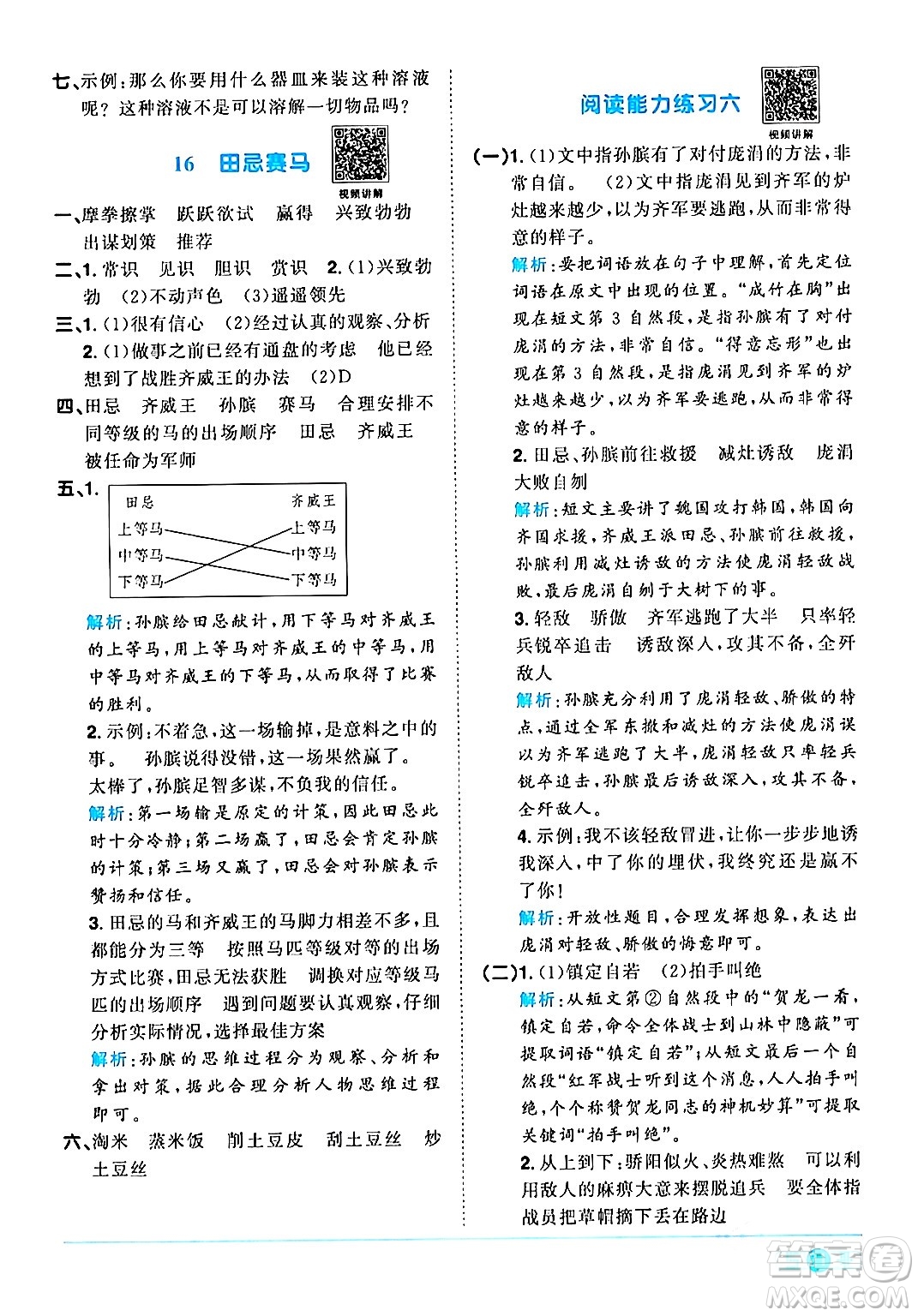 江西教育出版社2024年春陽(yáng)光同學(xué)課時(shí)優(yōu)化作業(yè)五年級(jí)語文下冊(cè)人教版廣東專版答案