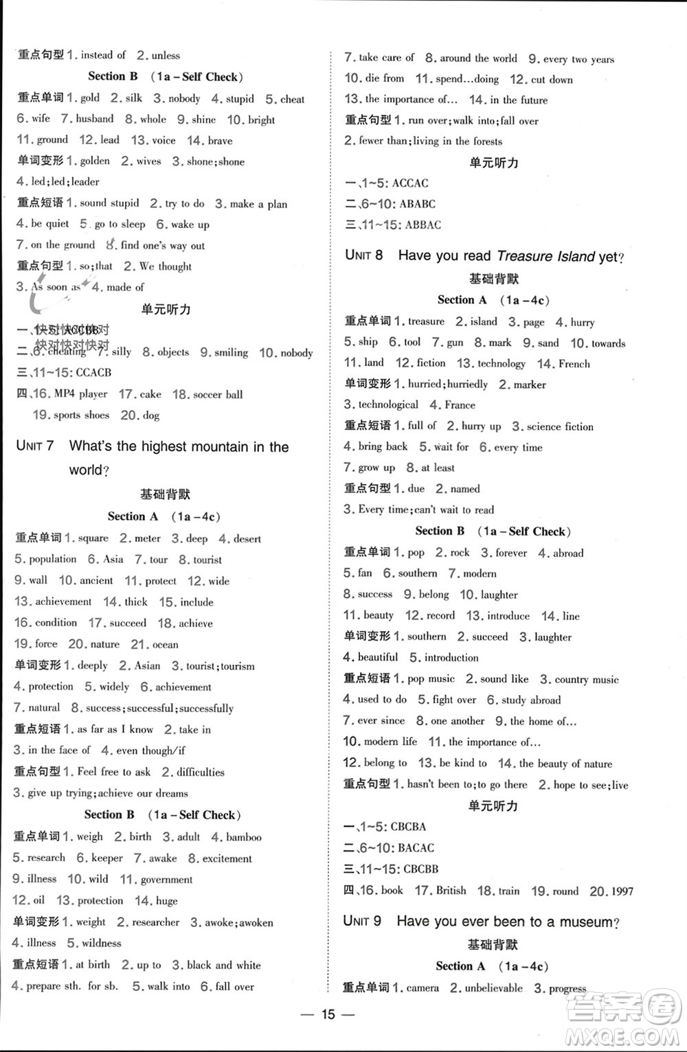 吉林教育出版社2024年春榮德基點(diǎn)撥訓(xùn)練八年級(jí)英語(yǔ)下冊(cè)人教版參考答案