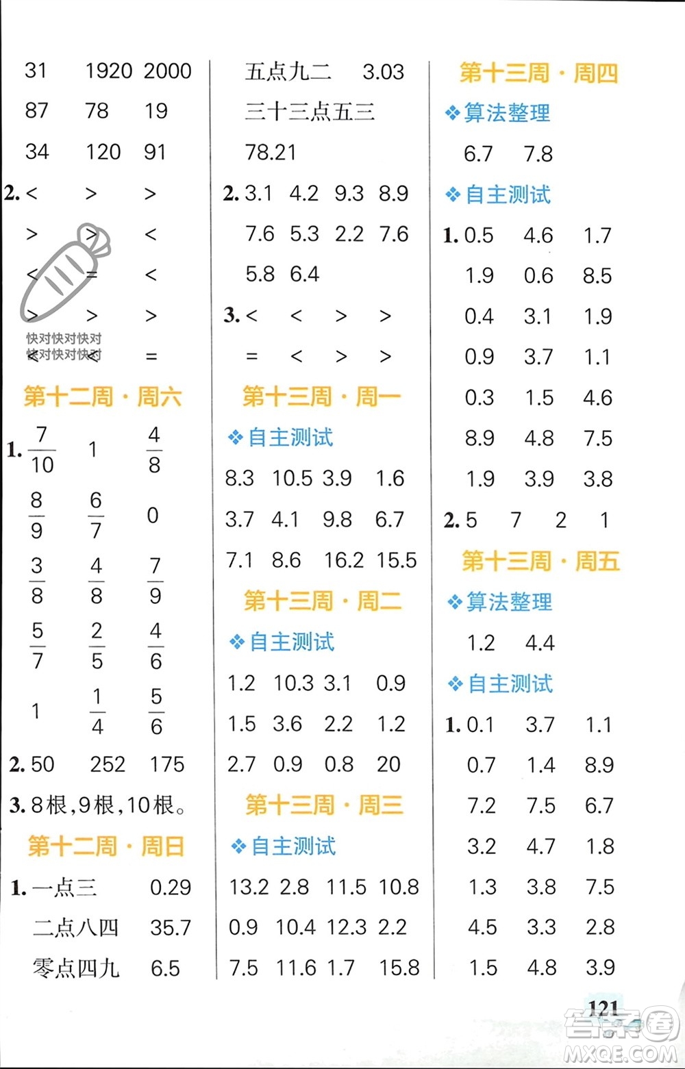 遼寧教育出版社2024年春小學(xué)學(xué)霸天天計(jì)算三年級(jí)數(shù)學(xué)下冊蘇教版參考答案