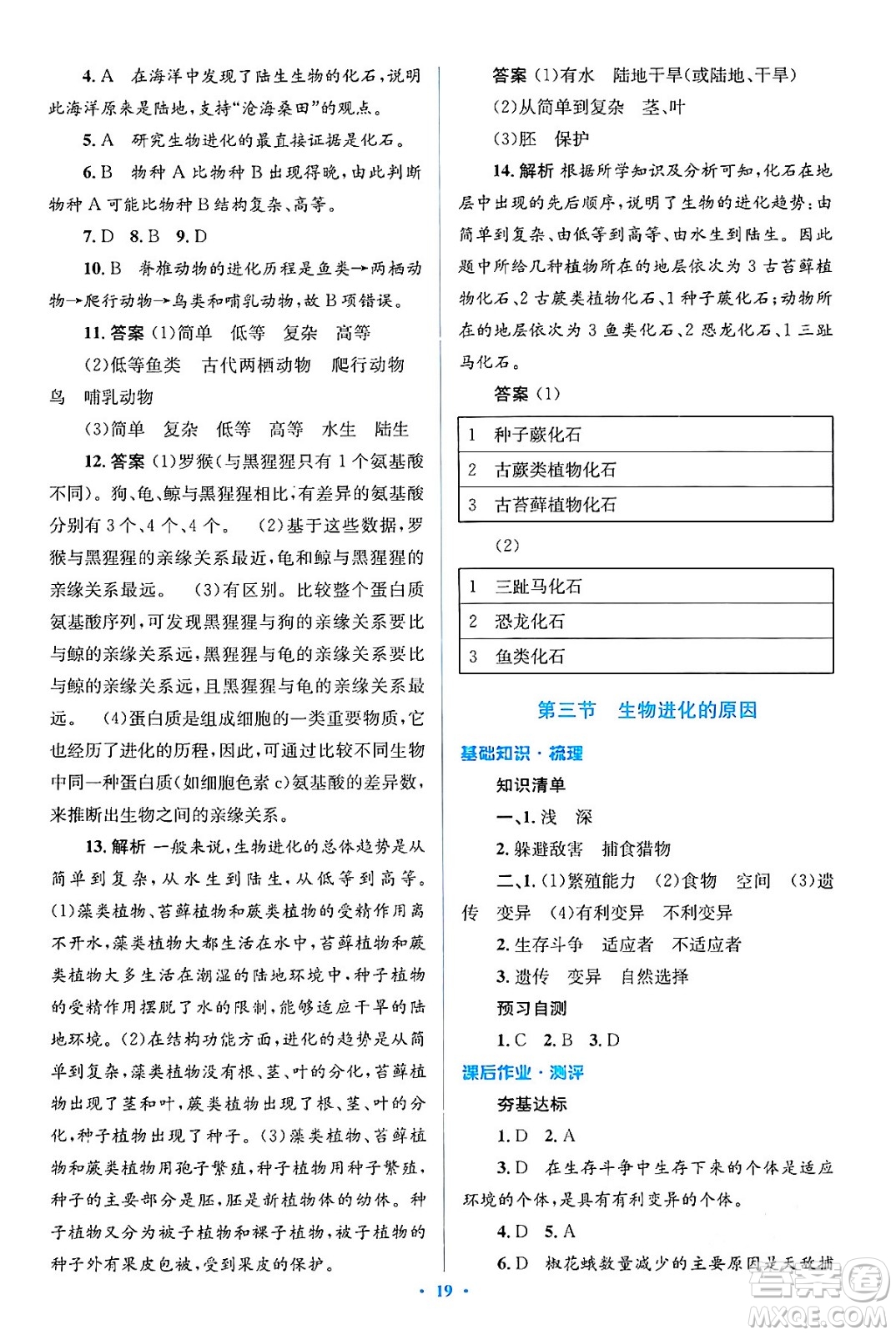 人民教育出版社2024年春人教金學(xué)典同步解析與測(cè)評(píng)學(xué)考練八年級(jí)生物下冊(cè)人教版吉林專版答案