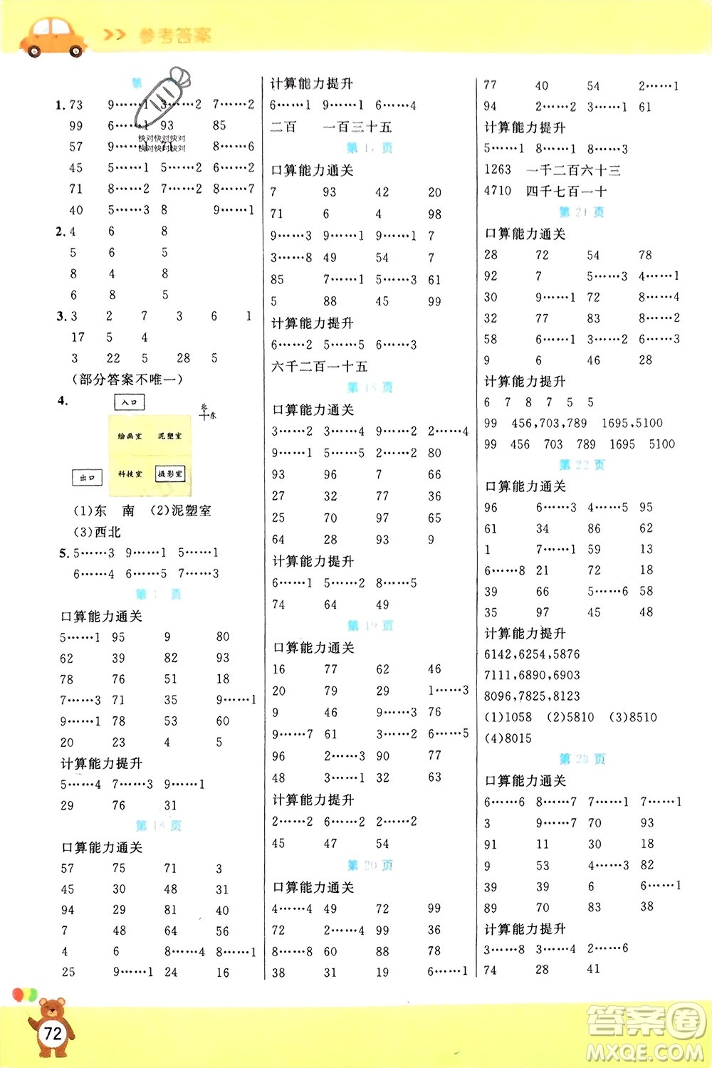 陽光出版社2024年春揚帆文化星級口算天天練二年級數(shù)學(xué)下冊北師大版參考答案