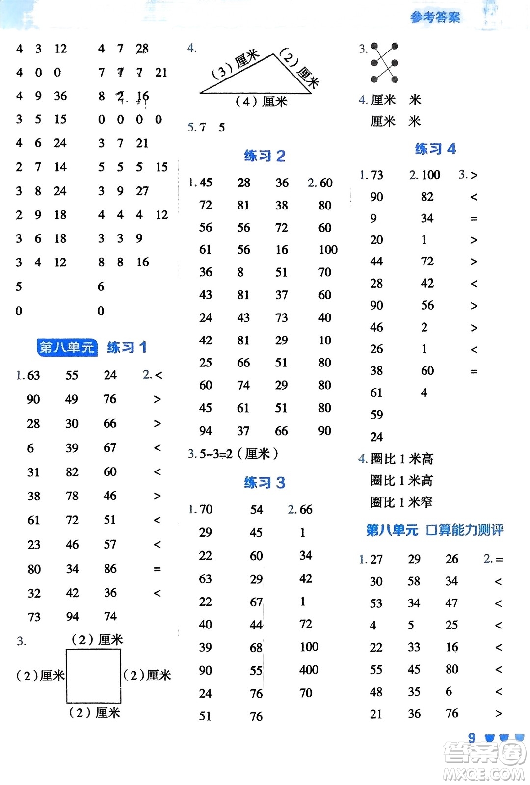 安徽教育出版社2024年春榮德基星級(jí)口算天天練一年級(jí)數(shù)學(xué)下冊(cè)五四學(xué)制青島版參考答案