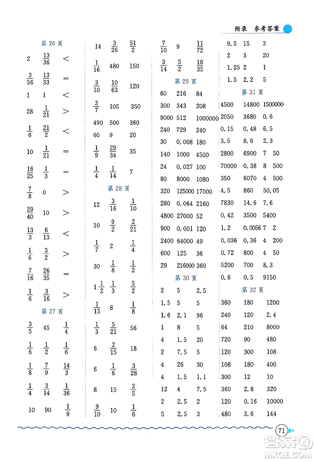 龍門(mén)書(shū)局2024年春黃岡小狀元口算速算練習(xí)冊(cè)五年級(jí)數(shù)學(xué)下冊(cè)北師大版答案