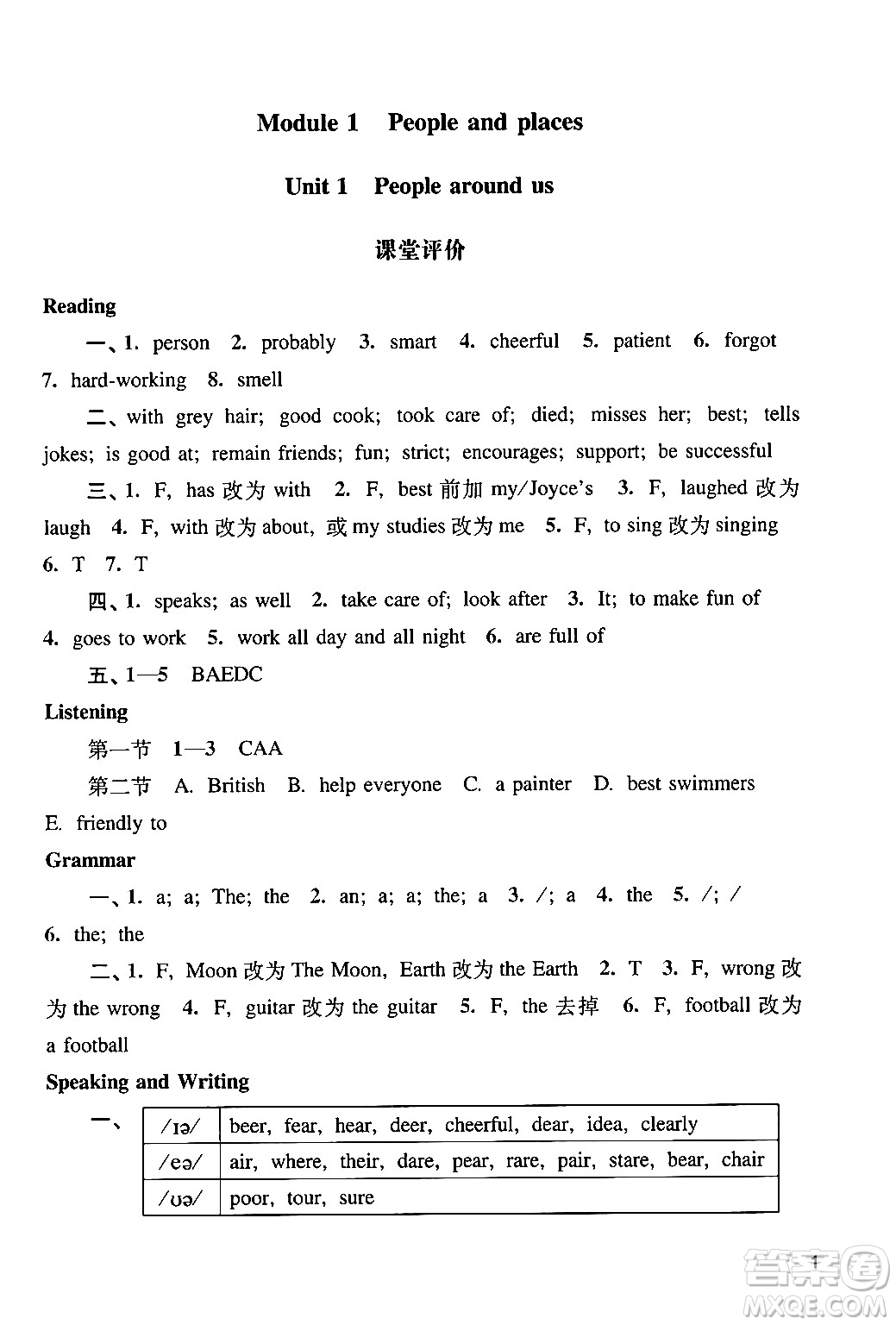 廣州出版社2024年春陽(yáng)光學(xué)業(yè)評(píng)價(jià)七年級(jí)英語(yǔ)下冊(cè)滬教版答案