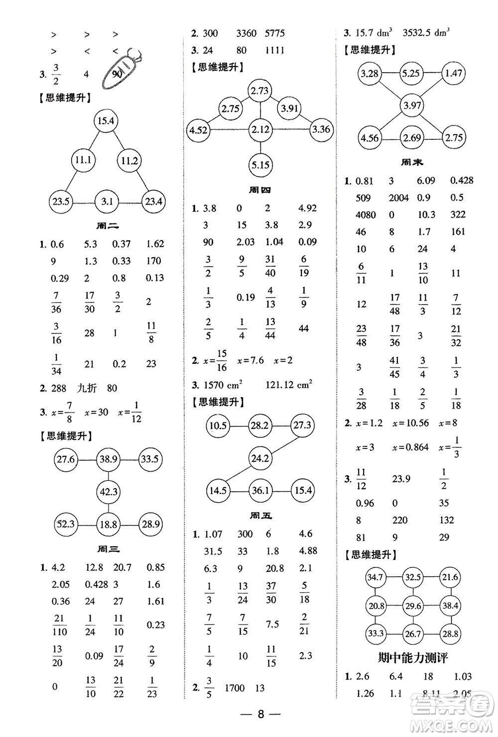 甘肅少年兒童出版社2024年春經(jīng)綸學(xué)典學(xué)霸計算達(dá)人六年級數(shù)學(xué)下冊人教版參考答案