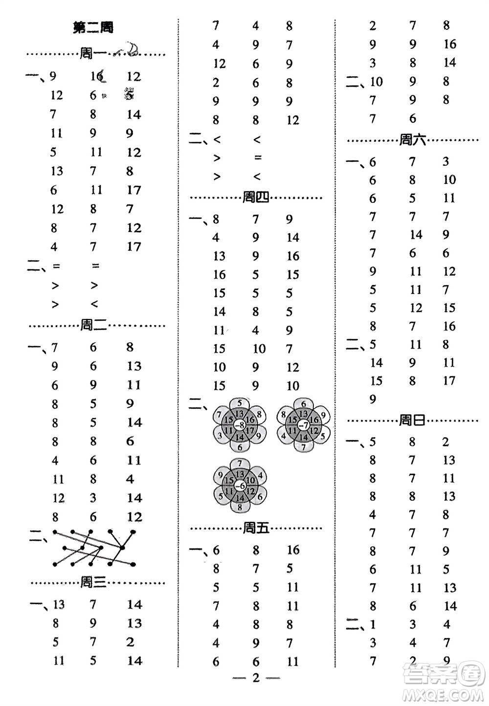 河海大學(xué)出版社2024年春經(jīng)綸學(xué)霸計算小能手一年級數(shù)學(xué)下冊江蘇版參考答案