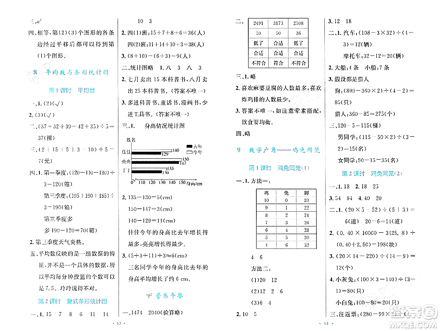 人民教育出版社2024年春小學(xué)同步測(cè)控優(yōu)化設(shè)計(jì)四年級(jí)數(shù)學(xué)下冊(cè)人教版增強(qiáng)版新疆專版答案