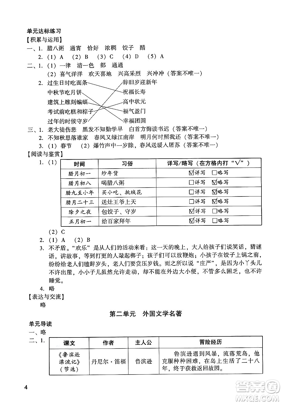 廣州出版社2024年春陽(yáng)光學(xué)業(yè)評(píng)價(jià)六年級(jí)語(yǔ)文下冊(cè)人教版答案