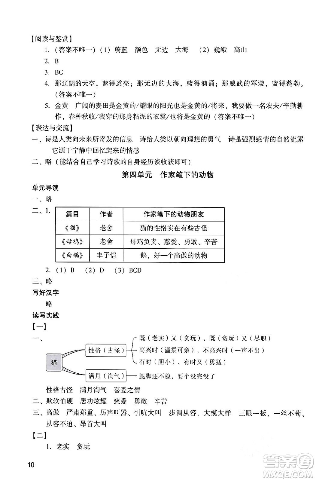 廣州出版社2024年春陽(yáng)光學(xué)業(yè)評(píng)價(jià)四年級(jí)語(yǔ)文下冊(cè)人教版答案