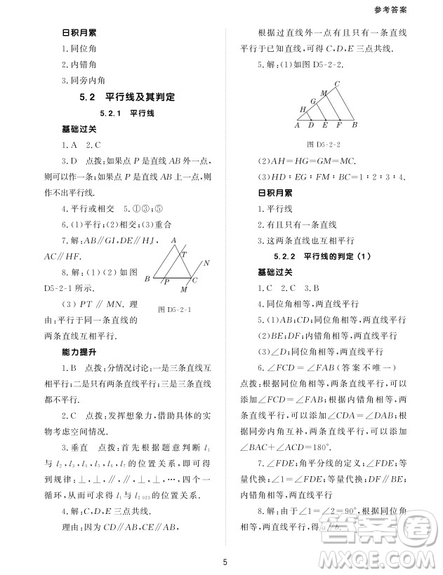 北京師范大學(xué)出版社2024年春配套綜合練習(xí)七年級數(shù)學(xué)下冊人教版參考答案