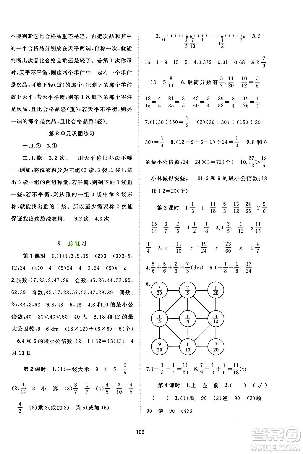 廣西師范大學(xué)出版社2024年春新課程學(xué)習(xí)與測(cè)評(píng)同步學(xué)習(xí)五年級(jí)數(shù)學(xué)下冊(cè)人教版答案