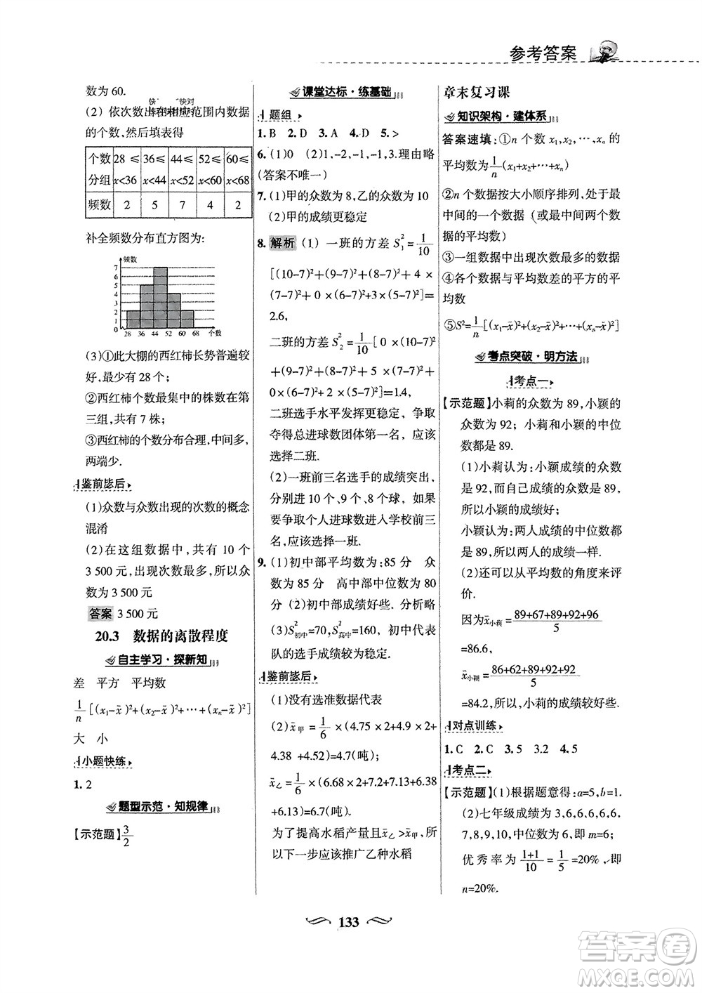 甘肅文化出版社2024年春配套綜合練習(xí)八年級(jí)數(shù)學(xué)下冊(cè)華東師大版參考答案