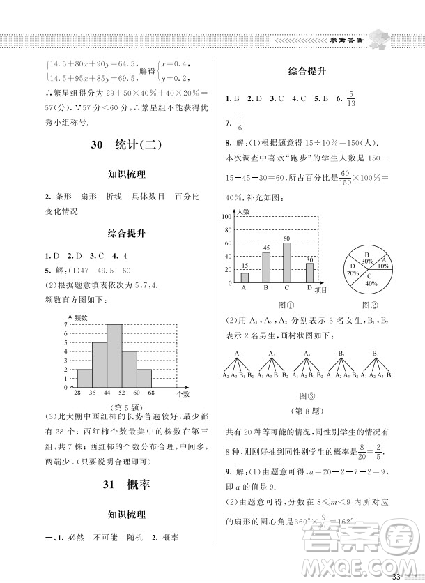 北京師范大學(xué)出版社2024年春配套綜合練習(xí)九年級數(shù)學(xué)下冊北師大版參考答案