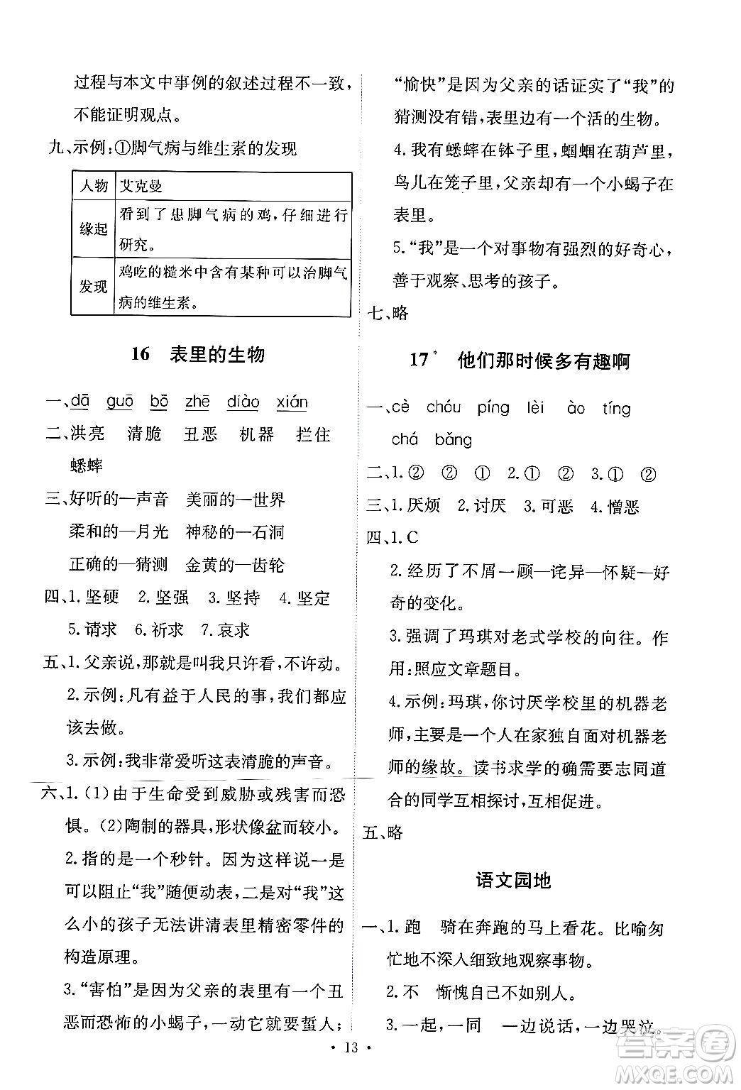 人民教育出版社2024年春能力培養(yǎng)與測試六年級語文下冊人教版新疆專版答案