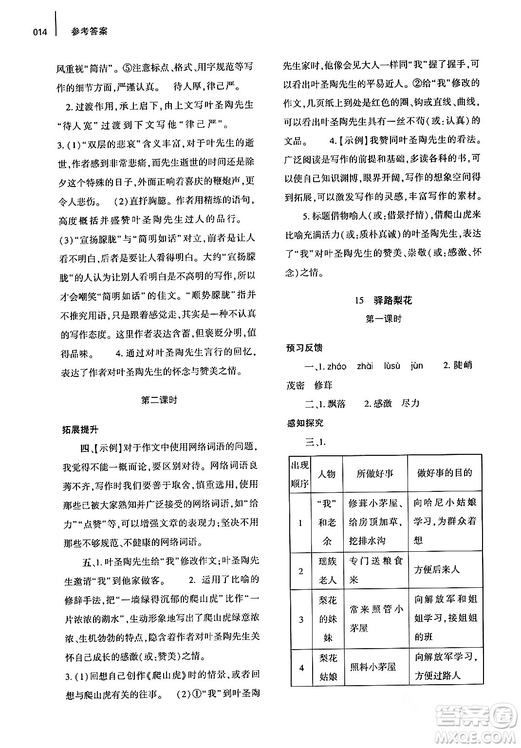 大象出版社2024年春基礎(chǔ)訓(xùn)練七年級(jí)語文下冊(cè)人教版答案