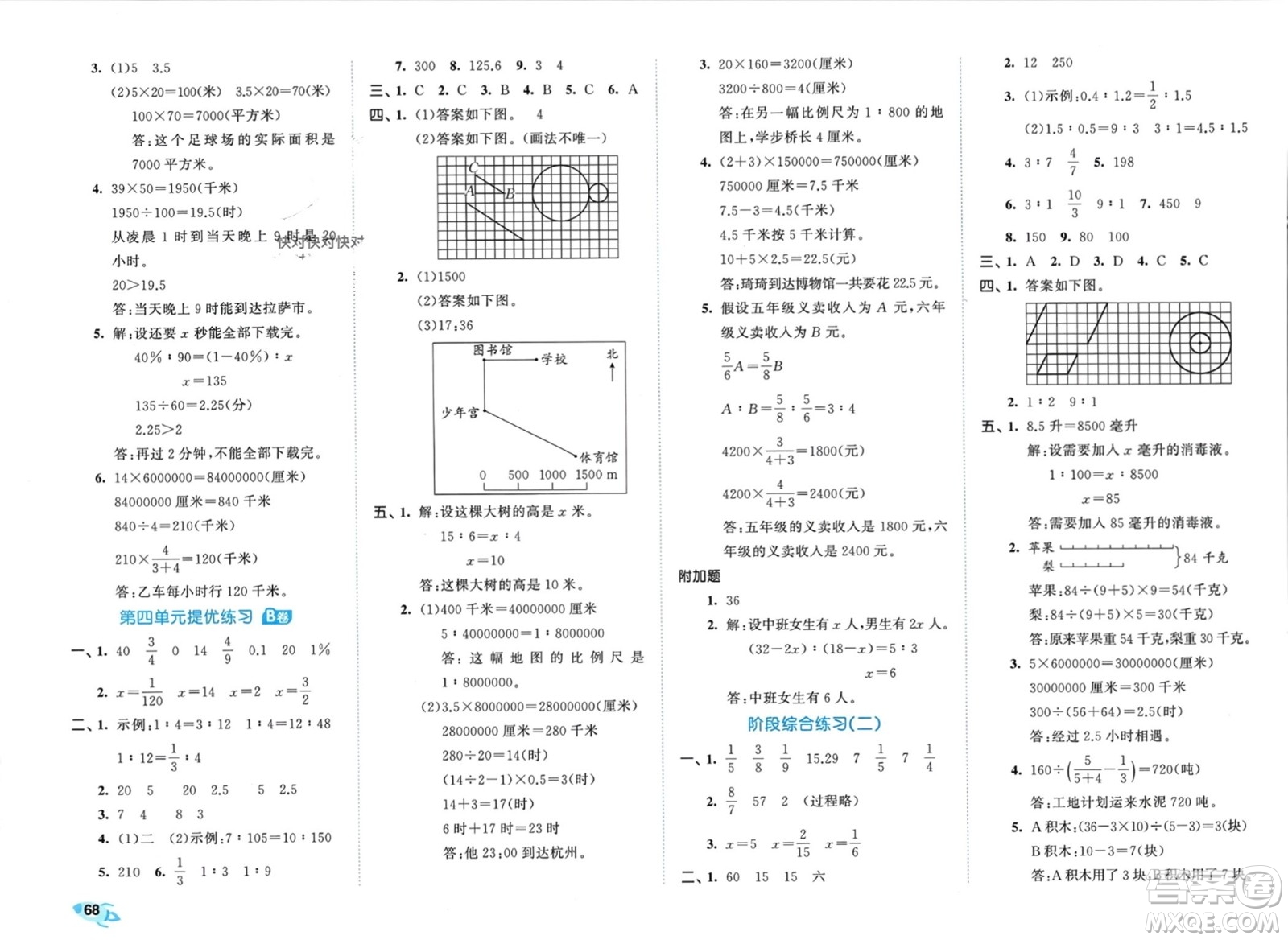 西安出版社2024年春53全優(yōu)卷六年級(jí)數(shù)學(xué)下冊(cè)蘇教版參考答案