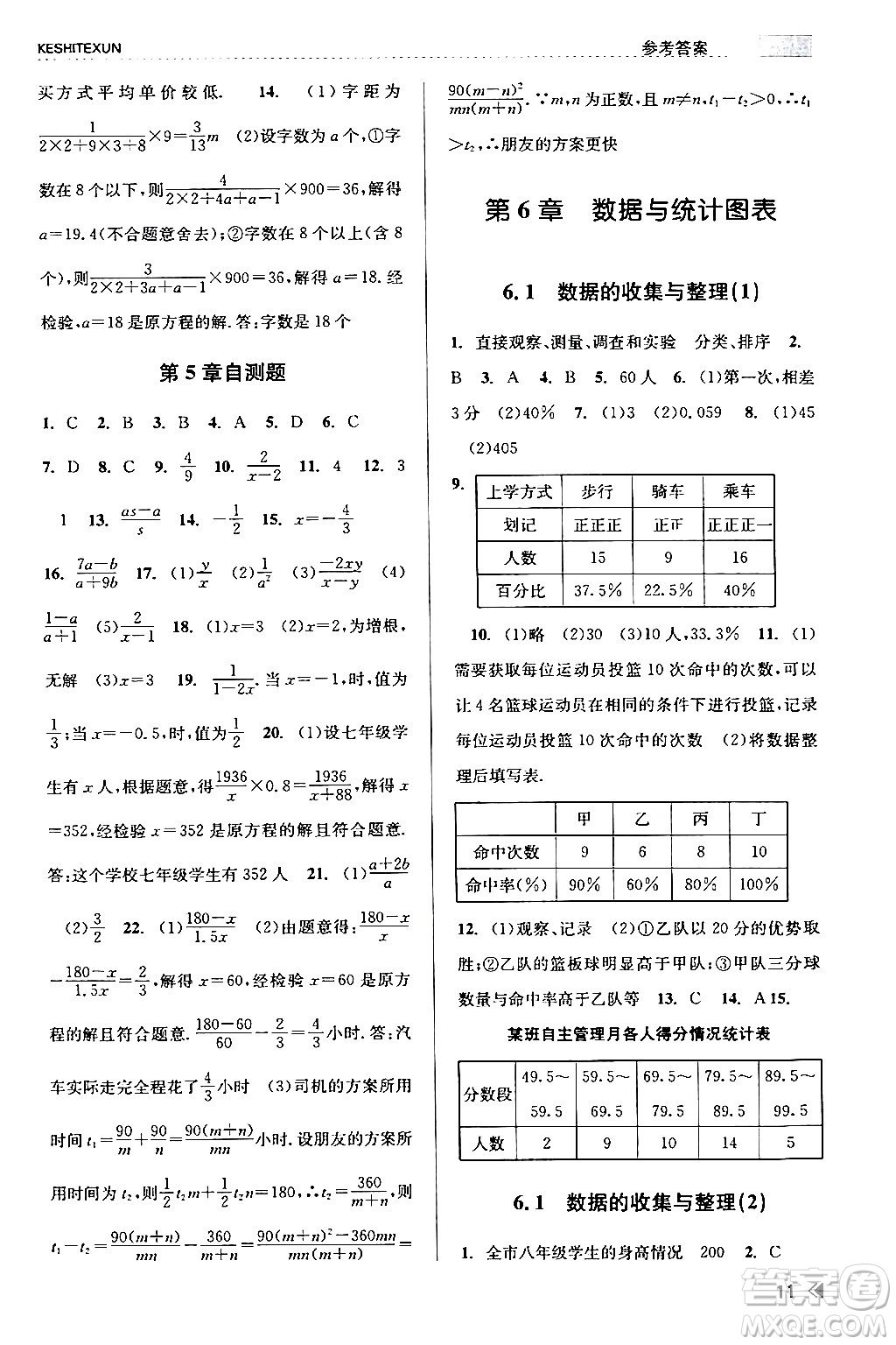 浙江人民出版社2024年春課時(shí)特訓(xùn)七年級(jí)數(shù)學(xué)下冊(cè)浙教版答案