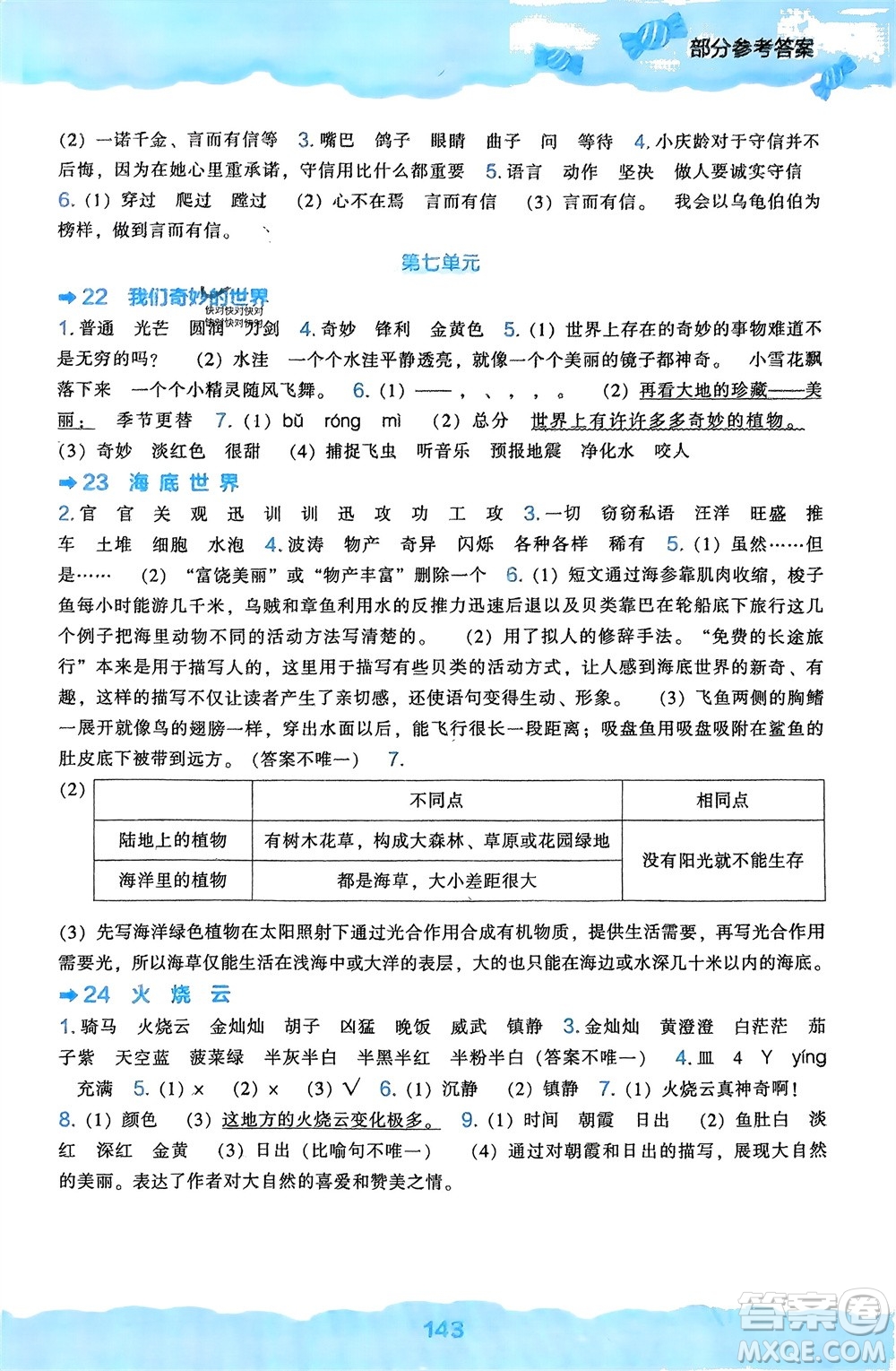 遼海出版社2024年春新課程能力培養(yǎng)三年級語文下冊人教版參考答案